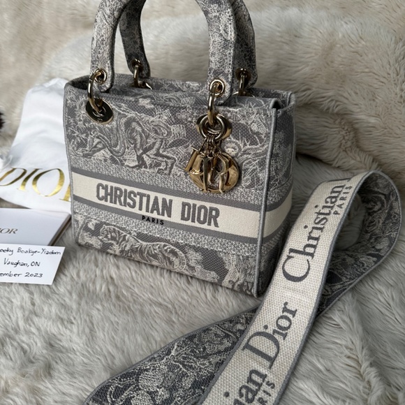 Dior Lady D-Lite Medium Gray Toile de Jouy - Picture 2 of 16